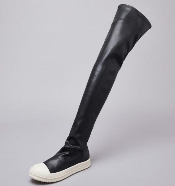 Donne039s su stivali al ginocchio morbida vera pelle sesso nero stivale street style stivale flat casual scarpe 102420d501145196