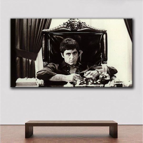 Al Pacino Scarface Film Poster Ünlü Tuval Baskılar Siyah Beyaz Yağlı Boya Retro Duvar Resimleri Oturma Odası Modern Ev Dekorasyonu