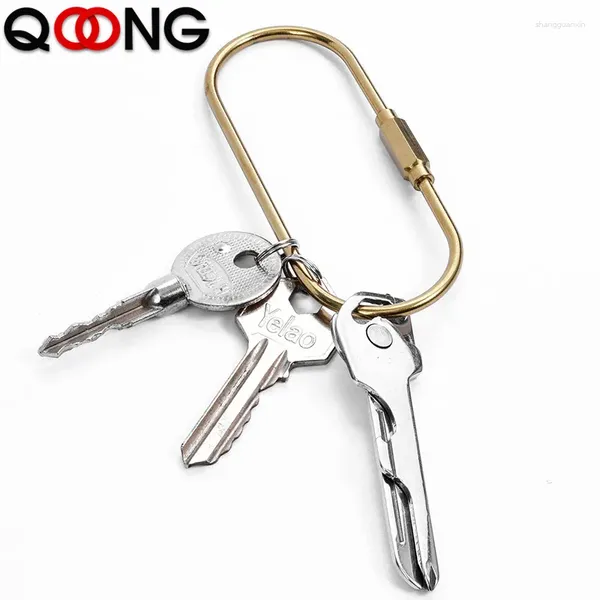 Chaves de ombro de chaves de bronze com cadeia de chaves de bloqueio Golden Camping Camping Equipamento de sobrevivência Fuzles Ganches Acessório de anel T20