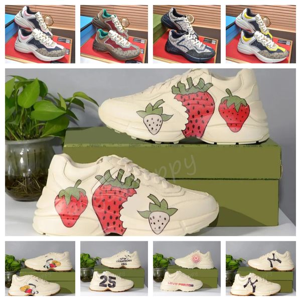 Дизайнерские кроссовки Rhyton Shoes Sneakers Boys Girls Youth Trainers Luxury Platform Rhyton Multi -Pintage Wintage Chaussures Conteaker Strawberry