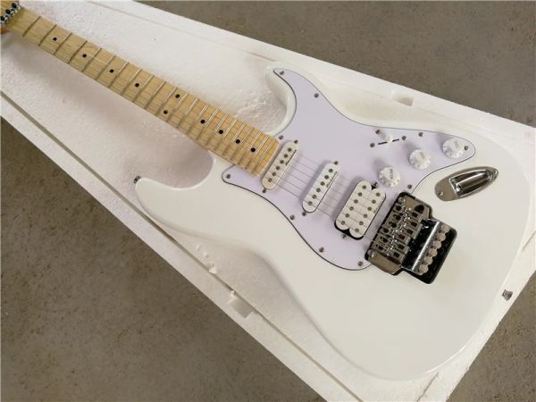 Kabel Factory Custom White E -Gitarre mit Brücken Ahorn Griffbrett weiße Pickguard können angepasst werden