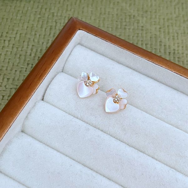 Conjunto de joyas de pendientes y collares con diseño de flores de amor de la marca KS para mujer, boda, compromiso, madreperla natural, sailormoon_voghion.com