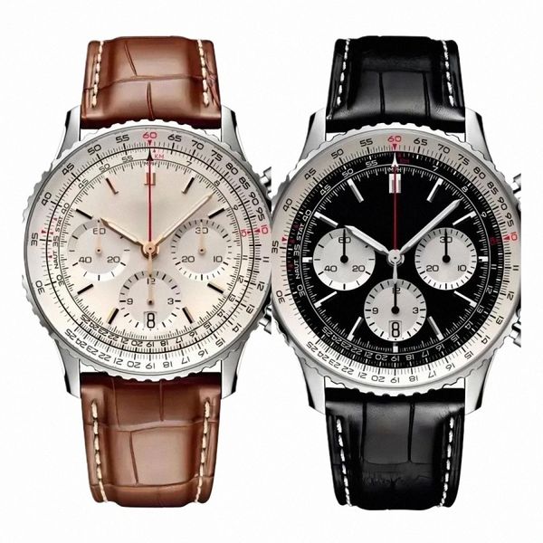 Männer schauen Leder -Armband Uhren Mode Multi -Dial Navitimer Herren Ladies Orologio 50 mm plattiert Uhrband Elegant Designer Uhren hochwertige P4Y2##