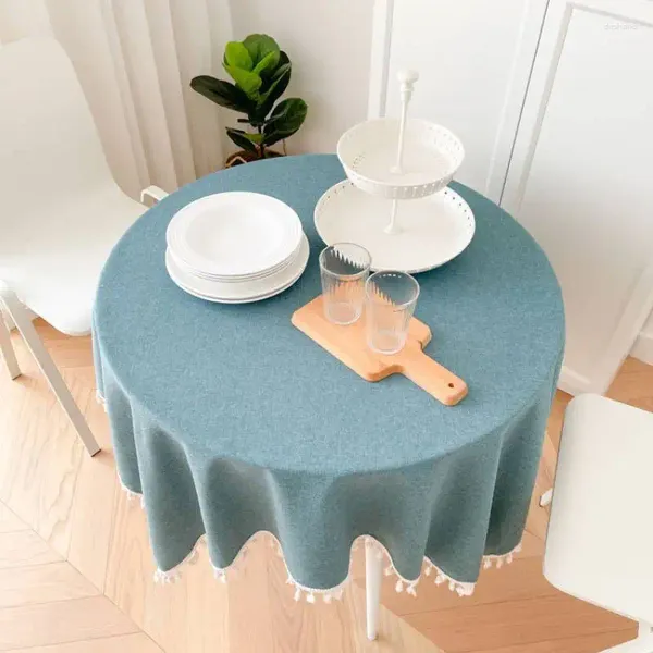 Tala de mesa A arte quadrada de toalha de mesa Redonda de cor pura pequena e fresca _jes931