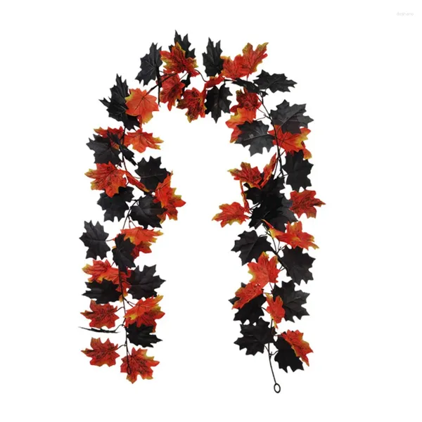 Fiori decorativi ghirlanda neri foglie artificiali foglie autunno decorazioni della parete della porta di Halloween Ringraziamento Autunno sospeso Vine