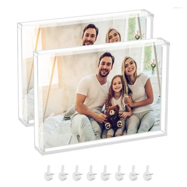 Quadros acrílico PO Frame Magnetic Pocard Picture Double Suding Display Stand para Ornamento de Desktop