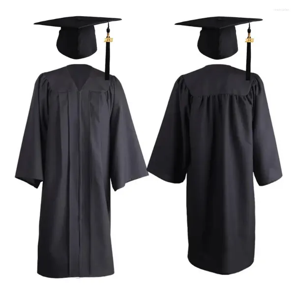 Set di abbigliamento universale sciolto plus size 2024 cerimonia di laurea abito accademico cappello da cappello nero uniforme nero usura