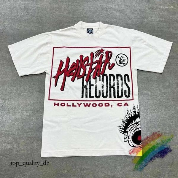 Hellstar Tir Shirt Records brancos masculino Mulheres impressas camisa de grife casual Top-shirt 865