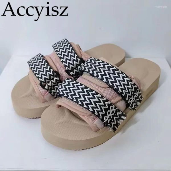 Slippers Summer Aberto da plataforma do dedo do pé unissex Tape de camuflagem fivela casual Flato confortável à beira da praia de férias de sapatos de praia