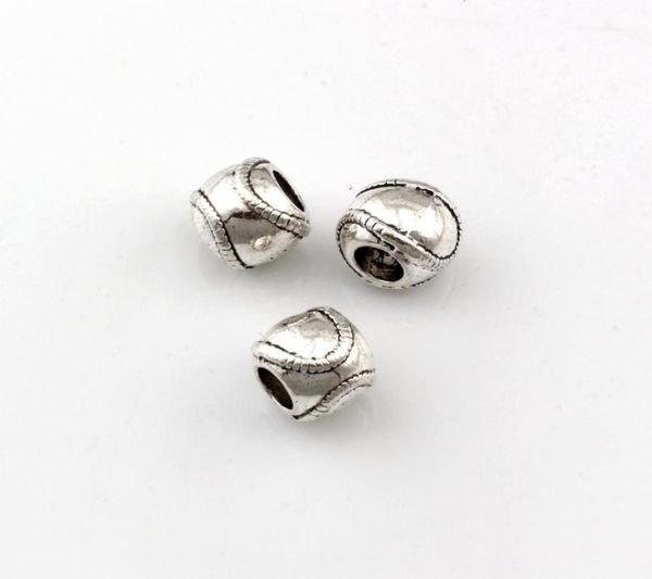 100pcs Antique Silver Zinc Legato Sports Baseball Spacers per perle di grande buca per gioielli che producono Accessori fai -da -te per collana di bracciale F11116469