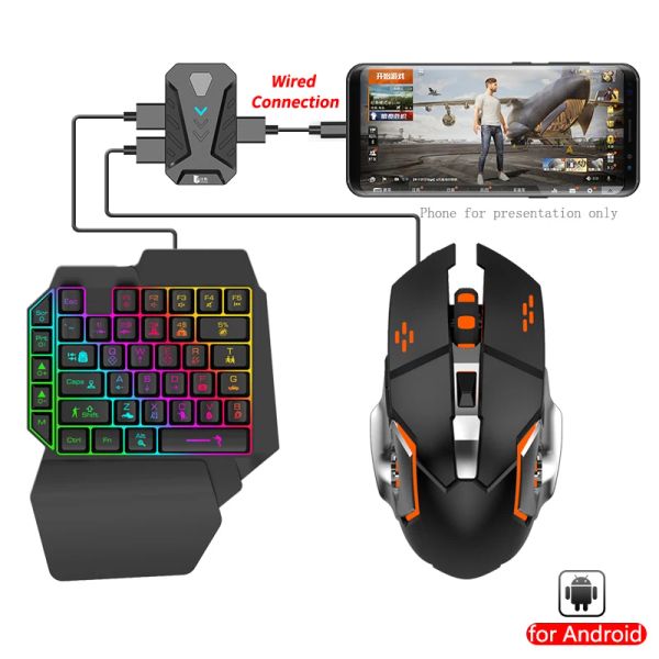 Gamepads PUBG Mobile Gaming Controller Gamepad Verdrahtungsgestecker Plug and Play für Android Phone Shooting Keyboard Mauskonverter