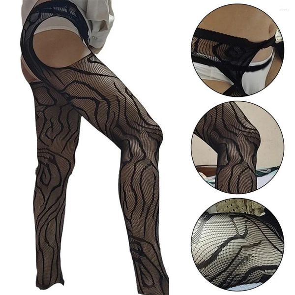 Herrensocken sexy Mesh Fishet durchsichern Strumpfhosen Körperstrümpfe Dessous Unterwäsche Offener Schritt Sissy Mann Strumpfhosen Leggings Leggings