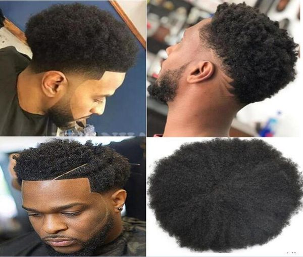 Sistema per capelli da uomo Afro Capelli Toupee Hairpoches Full Swiss Lace Toupee Jet Black 1 Virgin Remy Malays Remy Human Hair Sostituzione F3272714
