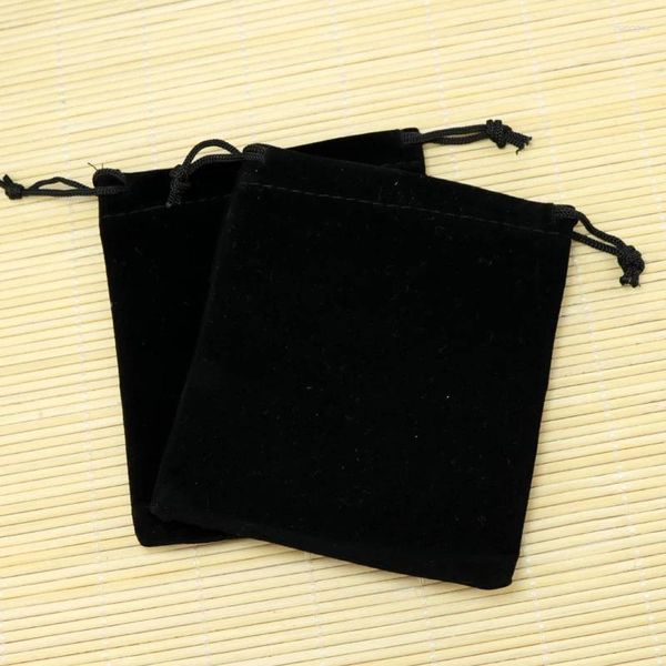 Wrap regalo 50pcs/lotto sacchetto di velluto nero 10x16 cm Bracciale caramelle sacchetti di imballaggio simpatico cuscinetto di natale