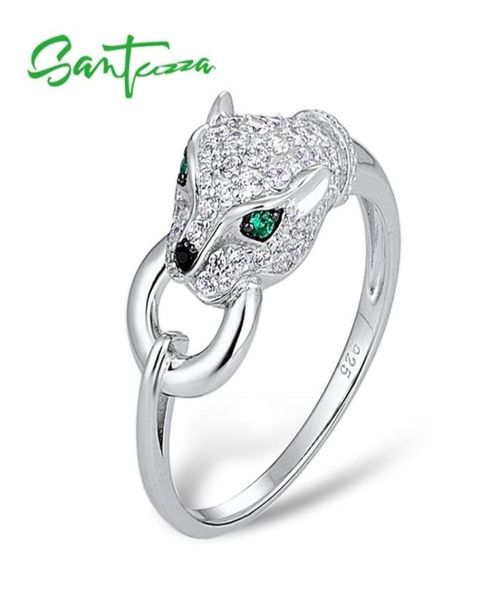 Серебряное кольцо Santuzza для женщин Pure 925 стерлинговой леопардовой пантеры кубическая партия циркония модные украшения 2112175241189