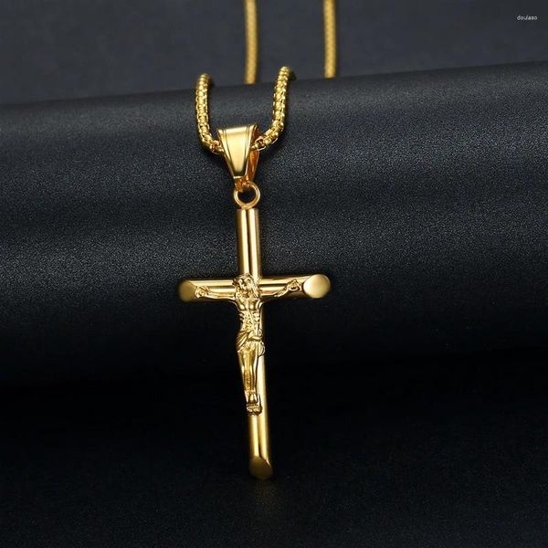 Anhänger Halsketten Edelstahl Titanium Gott Jesus Kreuz Hip Hop Kragen Ketten Halskette für Männer Frauen Freunden Geschenk Schmuck Schmuck