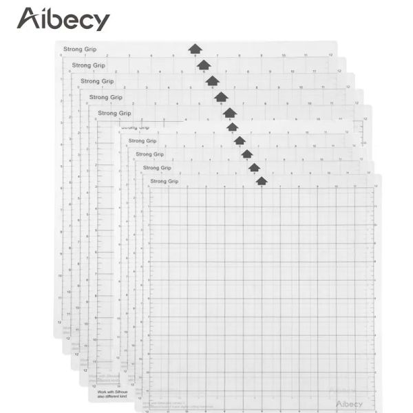 Cuscinetti 3/9/12pcs tappeto di ricambio tappetino tappetino adesivo trasparente con griglia di misurazione per silhouette cameo plotter hine