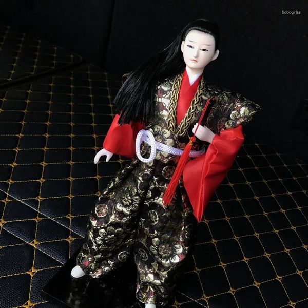 Estatuetas decorativas bonecas humanas bonecas japonesas Samurai Puppet Silk Man Ninja Modelo Ornamentos artesanais para Kimono Home Cooking Shop Decoration