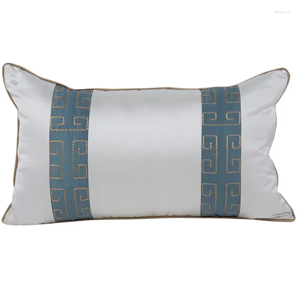Travesseiro dunxdeco cinza azul clássico geométrico bordado cover artes decorativas casas de sala moderna cadeira de sofá cadeira counsin