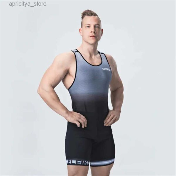 Radsporttrikot setzt Männer Powerlift -Hosenträger Anzug Wrestling Singts Skinuit BodySuit Badebode Fitnesssport -Fitness -Kleidung Run Speedsuit Strumpfhosen L48