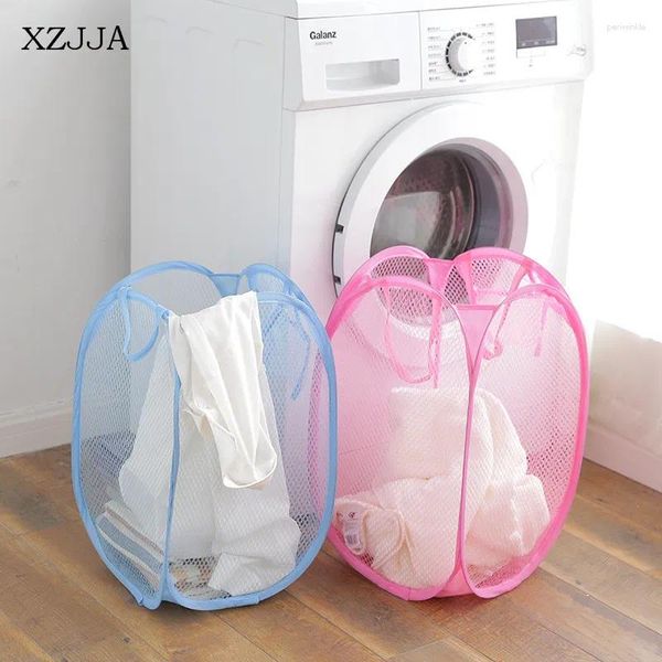 Waschbeutel xzjja faltbarer Nylon Mesh Stoff Korb große Kapazität Schmutzige Kleidung Aufbewahrung Portable Home Sionies Toy Organizer