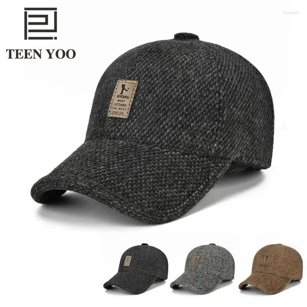 Capas de bola chapéus de beisebol de inverno para homens algodão lã snapback de pai velho hapsa ao ar livre sport casual caminhão toninho de ouvido quente protetor