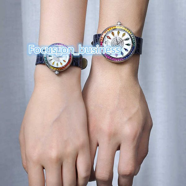 Anster New 2022 Высококачественные наручные часы мужчины красочные градиентные драгоценные камни VVS Moissanite Watch