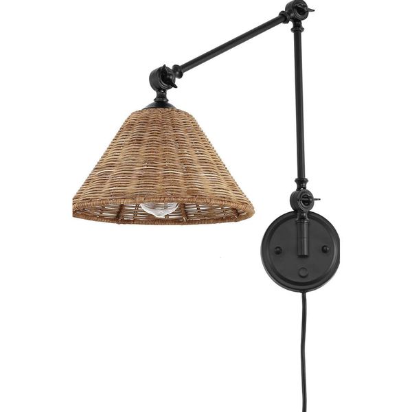 Elegante handgefertigte Messingwandlampe mit verstellbarem Schwingarm, perfekt für das Lesen des Nachts - Weidenrebenverpackung, 2 Stück