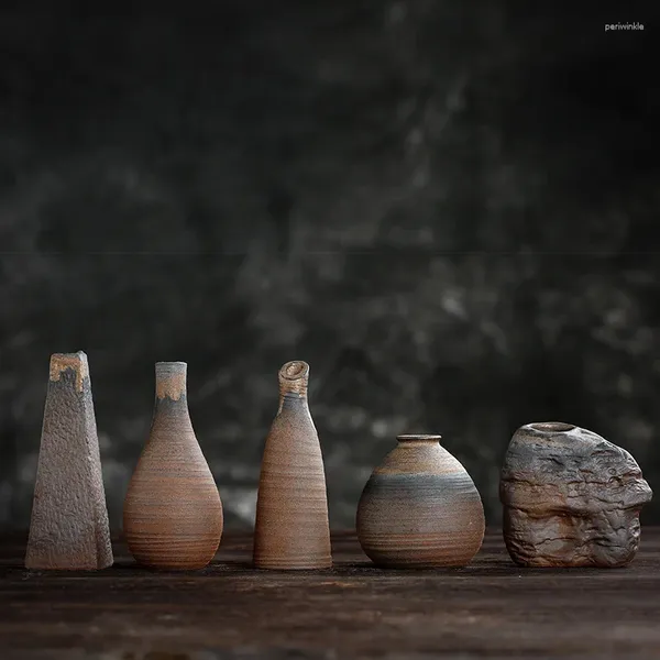 Vasos japoneses vasos de flor de cerâmica áspera de cerâmica bruta