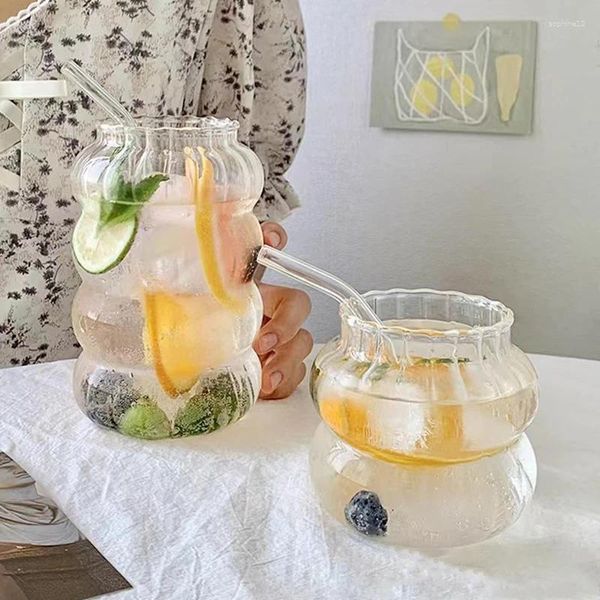 Bicchieri di vino Coppa di vetro Coppa di frutta estetica Contenitore per bevande per le feste tazze da caffè trasparenti personalizzati personalizzati