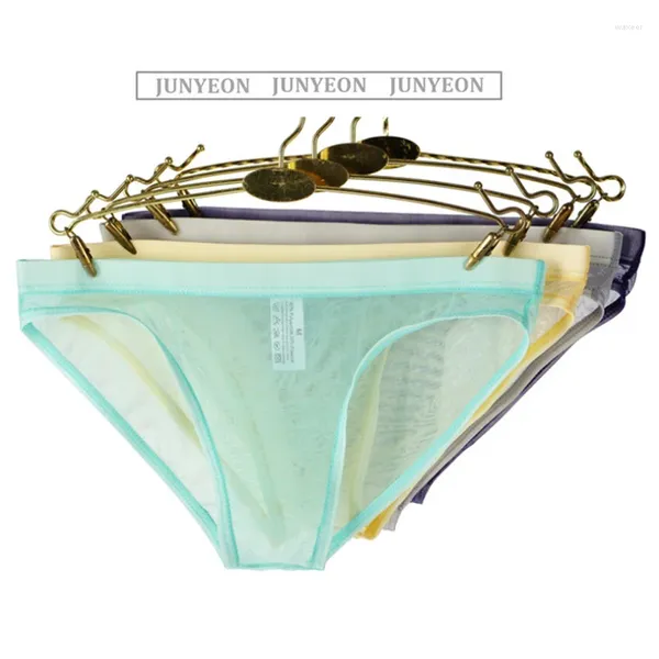 Underpants Männer solide transparente Unterwäsche sexy sexy Rise-Durchsichten Seidenbesprechungen Mesh Sheer Beutel dehnbare nahtlose Dessous Höschen Tanga