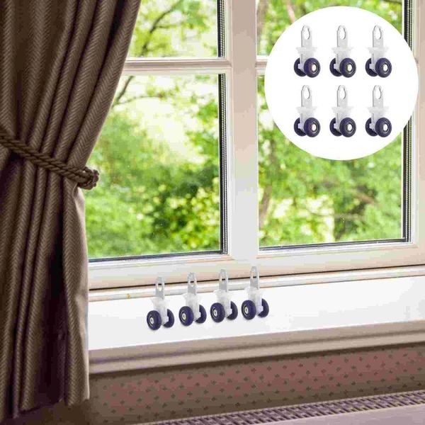 Cortinas de chuveiro 6 PCs rastrear a polia do rolo de cortina haste plástico haste silencioso corredor de aço inoxidável janelas janelas