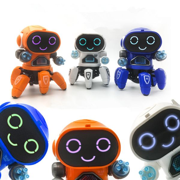 Новый продукт Dance Electric Six Claw Fish Small 6 Robot Lighting Music Music Kids's Boy Stall Toy Toy оптом