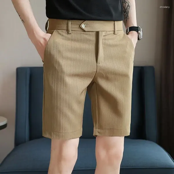 Herren Shorts 2024 Mode Sommereis -Seidenanzug Männliche koreanische Knielänge kurze Hosen Männer Feste Farben Taschen Casual K52