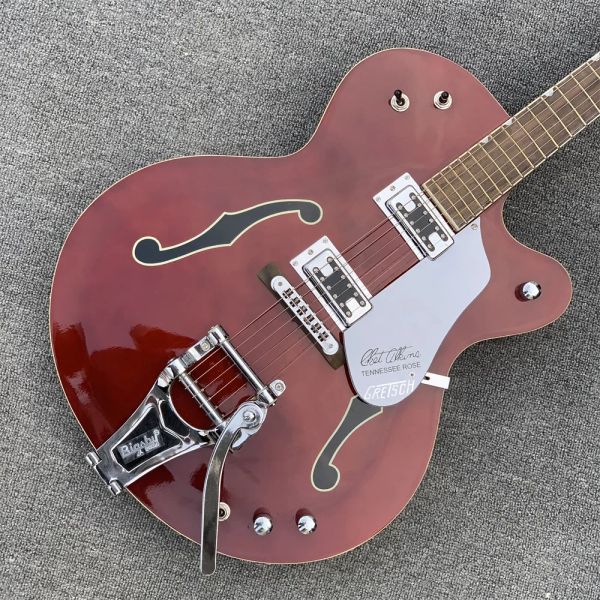 Guitarra em Stock Factory Custom The Wine Red Falcon 6120 Semi Hollow Body Jazz Tuners Guitar