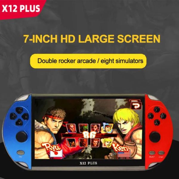 GamePads Nuovo X12 Plus Retro Game Handhell Game Console Builtin 10000 Classic Games Portable Video Player 7 Inch Scherma
