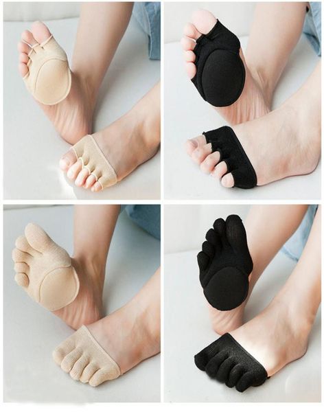 Donne berretto di piedi mezza o sede di protezione delle dita dei piedi calze traspirabili in gel silicone imbottito di guardia di guardia coperta nera khaki6908619