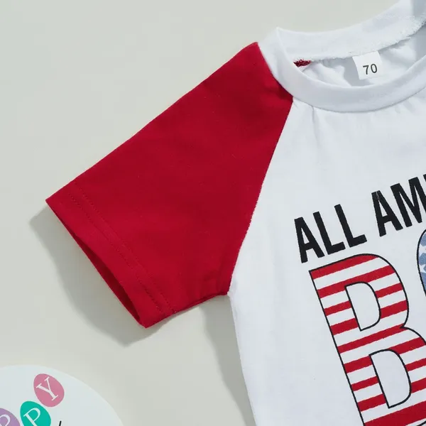 Kleidungssets Baby Boy 4. Juli Outfit Kurzarmbretter Druck T-Shirt American Flag Shorts Set Kleinkind Sommerkleidung