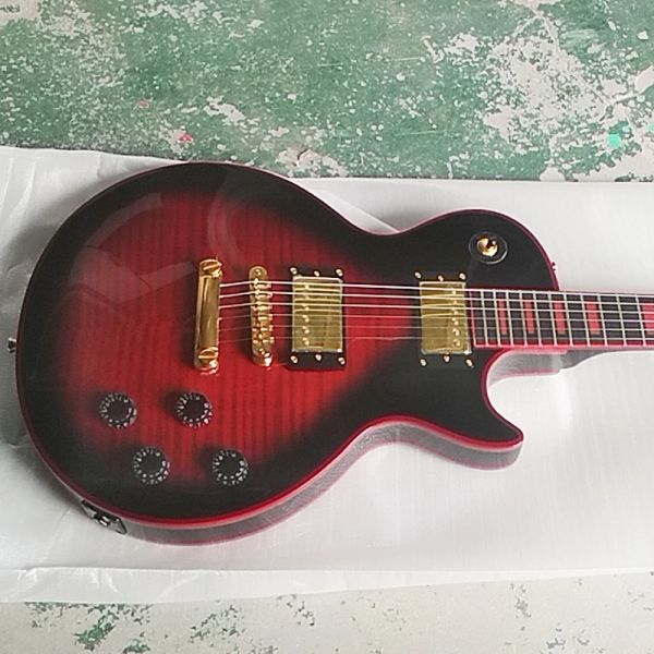 Guitar Jacey Guitar Store Customisierte rote Flamme Ebony E -Gitarre
