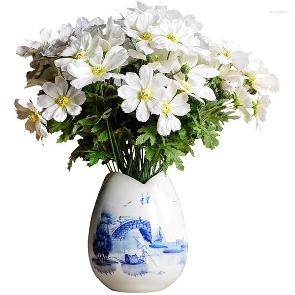 Vasen Keramik handbemalte blau und weiße Porzellan Charme von Lotus Lucky Bambus kleine Vase Blumenanordnung Hydroponisches Leben