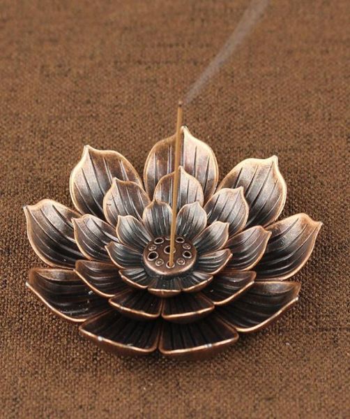 Incenso queimador refluxo stick incenso titular de decoração de decoração de budismo em casa com lotus flor forma de bronze cobre zen budd 58871268