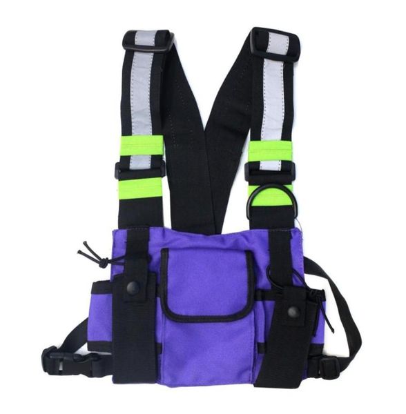 Novo bolsa de peito da moda Rig Bag refletivo Hip Hop Streetwear Funcional Bolsa de peito Pacote Backpack da cintura dianteira Backpack6160502