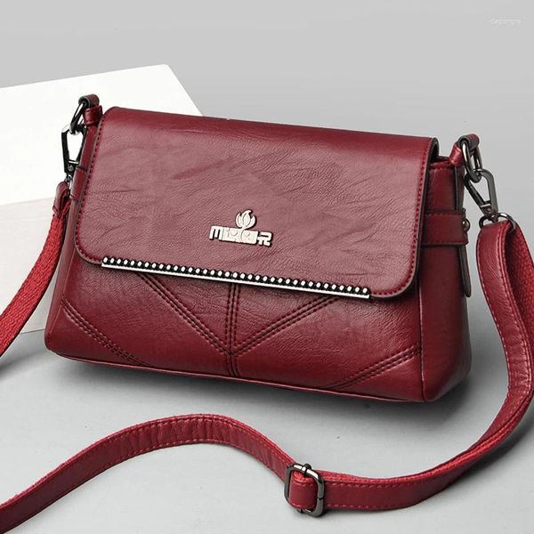 Umhängetaschen Einfache Frauentasche Retro -Design Frauen für Lady Modedekoration Hochwertige exquisite Lederhandtasche 6 Farben