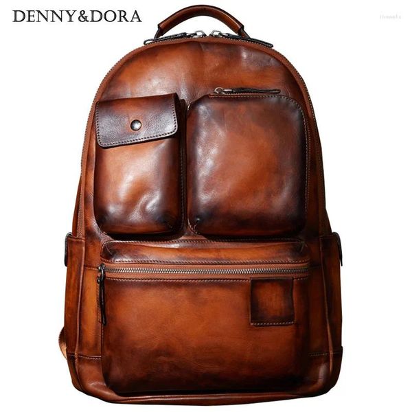 Backpack Mens Cow Leather - Bolsa de luxo em estilo militar simples