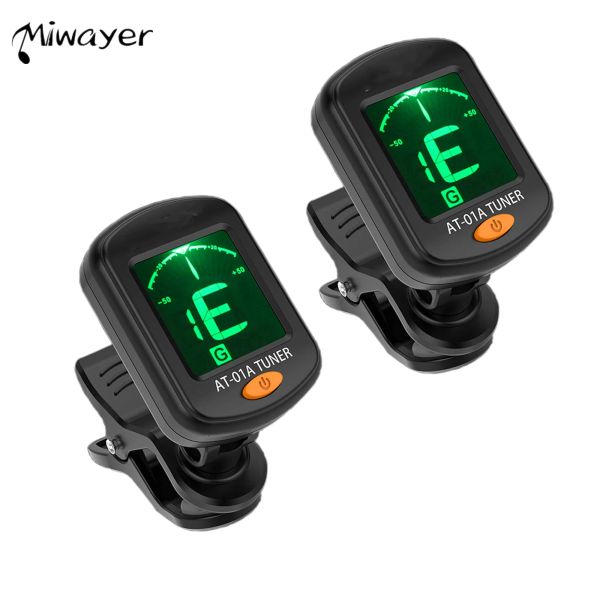 Guitar Miwayer Guitar Tuner 2 Pack, Clip auf Tuner für Gitarre/Bass/Geigen/Ukulele, automatische Ausschalten/One -Tasten -Betrieb/AT01A/2 SET