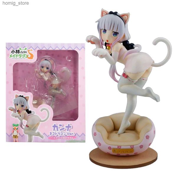 Action Toy Figures 20 cm Miss Kobayashis Dragon Maid Anime Figura Kawaii Kanna Kamui Standing Action Figure PVC Collezione per adulti Modello Tamella Toys Y240415