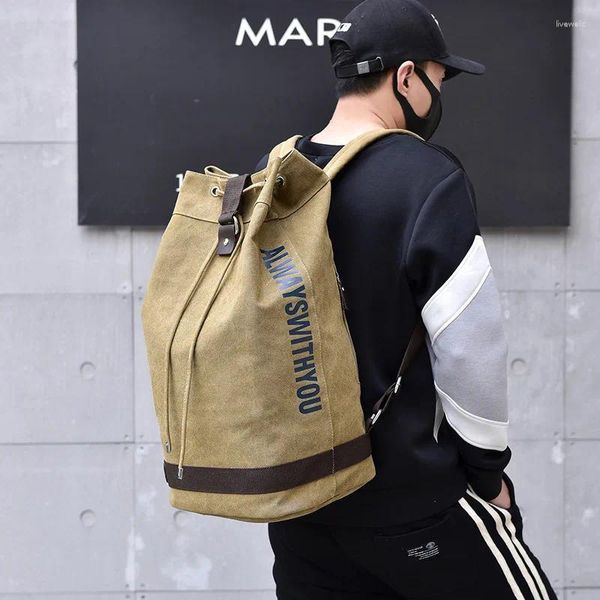 Backpack Drop Fashion Canvas Sports Barrel Bag Travel Computer Men's Casual para homens e mulheres