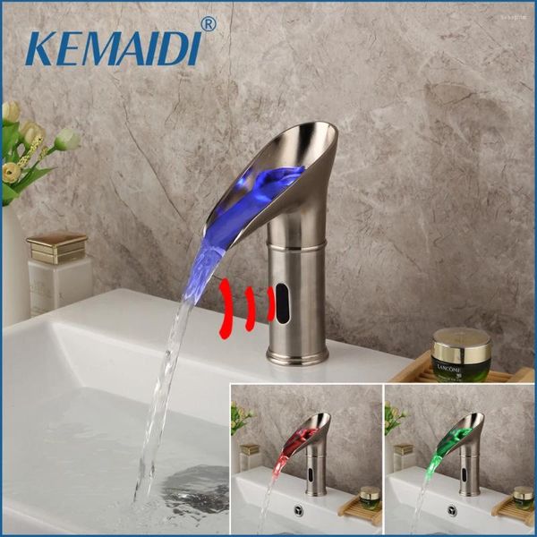 Rubinetti del lavandino da bagno Kemaidi a led sensoriale mixor libero mixer a batteria fredda alimentazione automatica tocco tocco per il bacino