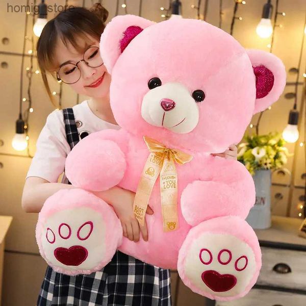 Bonecas de pelúcia novo Huggale High Quality Toy Cartoon fofo Big Teddy Bear Brush Toys Palhados de pelúcia Bear Doll Birthday Gift for Children Y240415