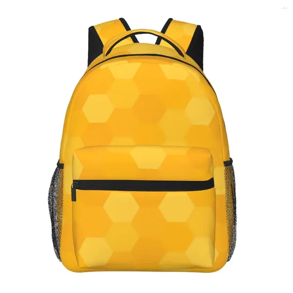 Рюкзак желтые улья для сотовой печати новинка рюкзаки для мальчика путешествия Soft School Designer Rucksack